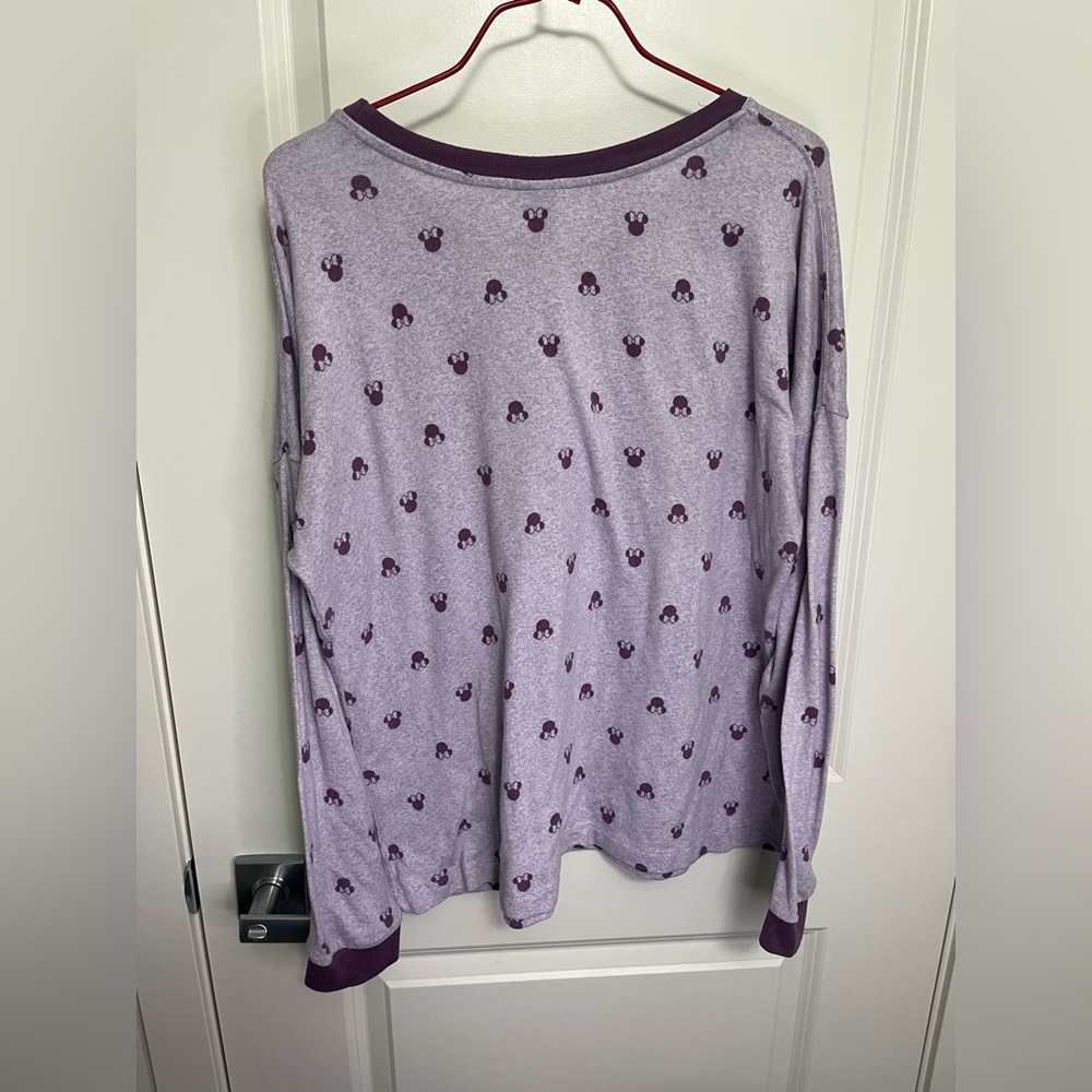 Disney Women's Lavender Mickey Mouse Long Sleeve Shirt/Pyjama shirt in size M - Picture 2 of 4